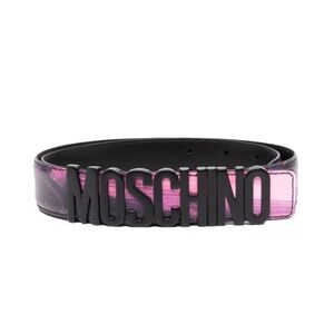 Moschino Vibrant Pink and Purple Logo Belt